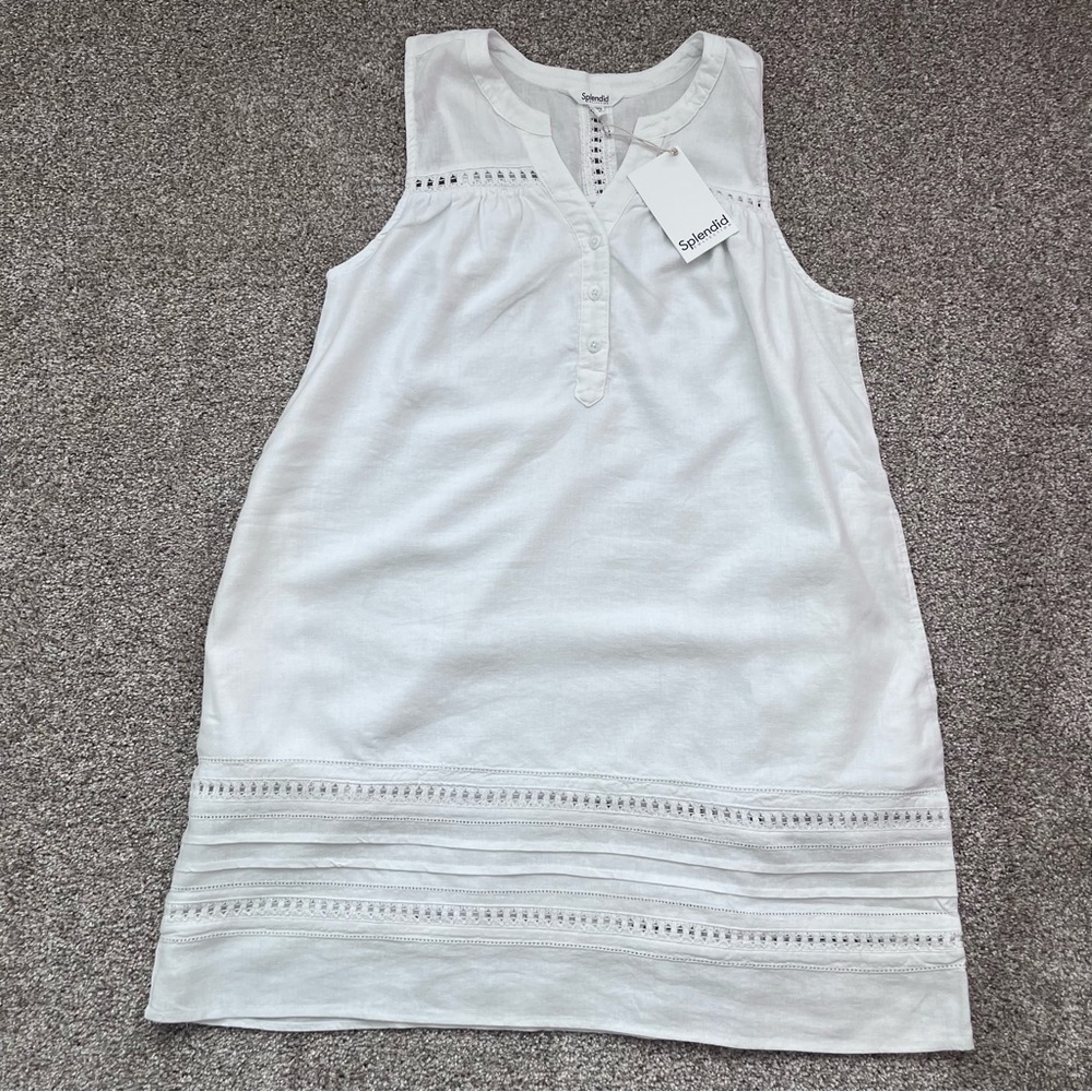 Splendid White Linen Blend Mini Dress NWT